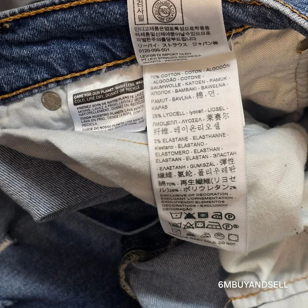Levis 511 Slim Fit Mens Jeans 36x32 Blue Distressed Ripped‎ Denim 04511-4907